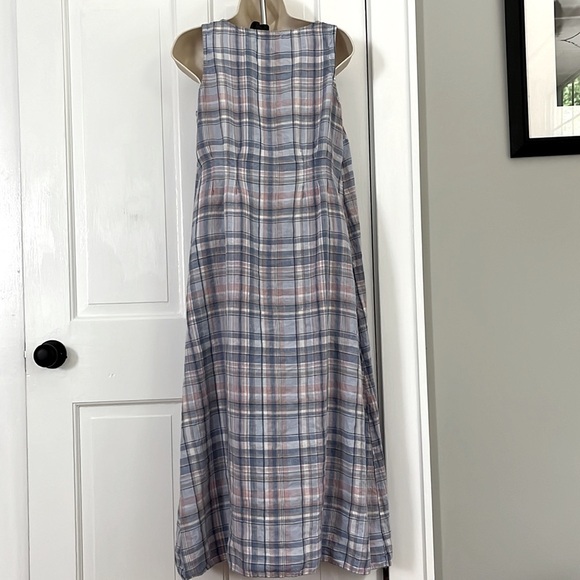 J. JILL Love Linen Madras Maxi Pastel Plaid Tank Pullover Dress PSmall Beachy - Picture 6 of 9
